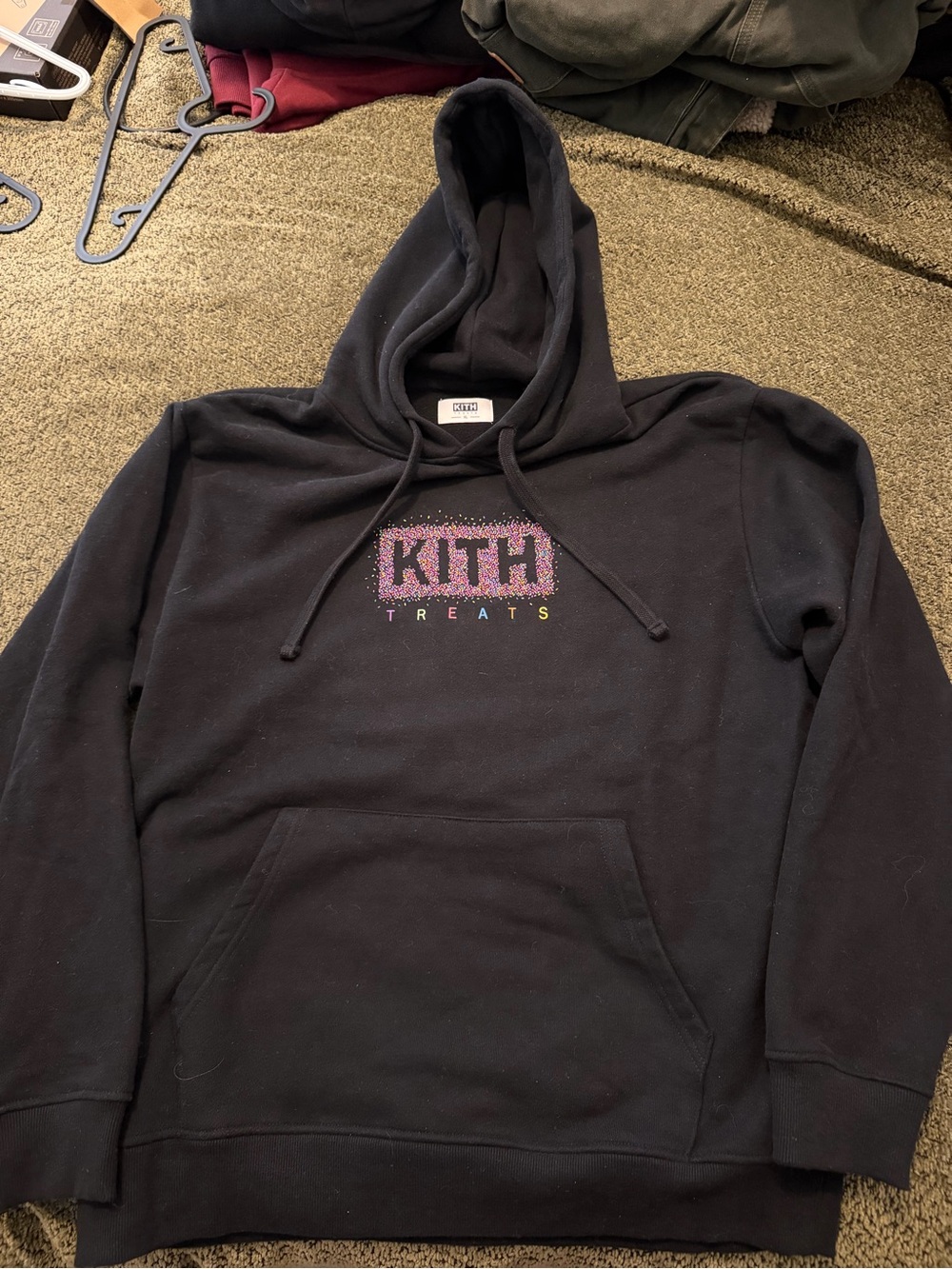 Kith Black Hoodie with Pink Rhinestone 'KITH' Logo